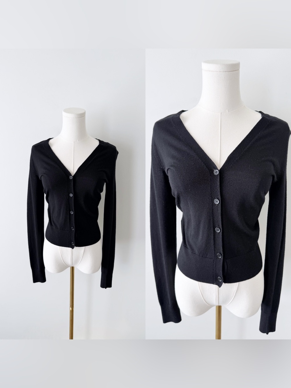 Theory black 100% wool v-neck cardigan
